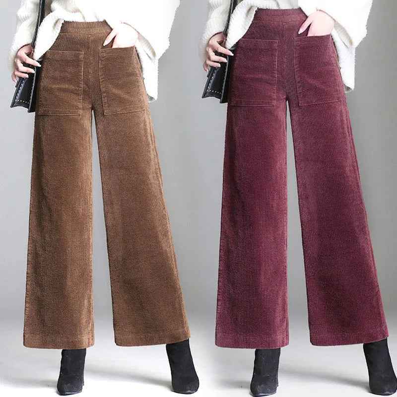 Retro-Inspired Corduroy Wide-Leg Pants