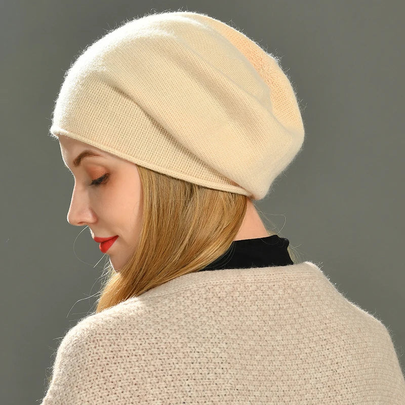 Premium Cashmere Slouchy Beanie for Women – Cozy & Chic