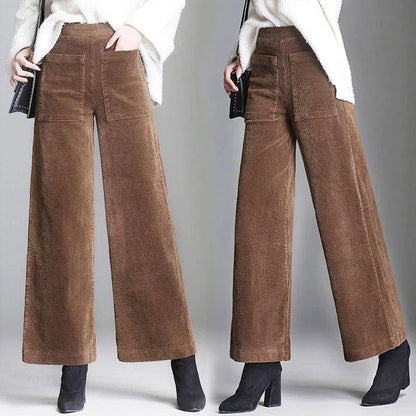 Retro-Inspired Corduroy Wide-Leg Pants