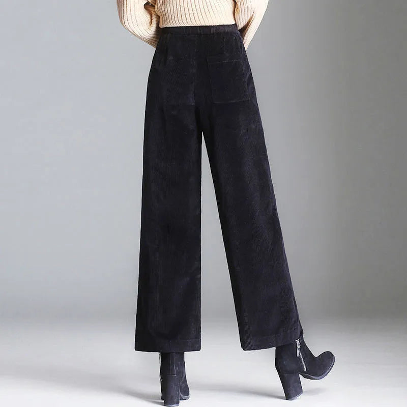 Retro-Inspired Corduroy Wide-Leg Pants