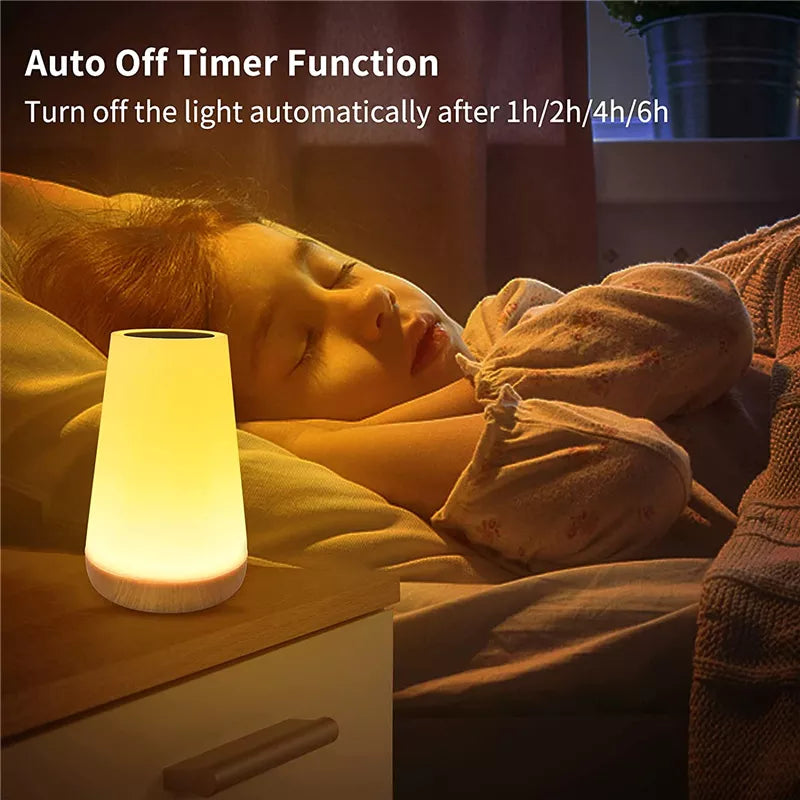 Modern Bedside Table Lamp | 13-Color Changing, Remote Control, USB 