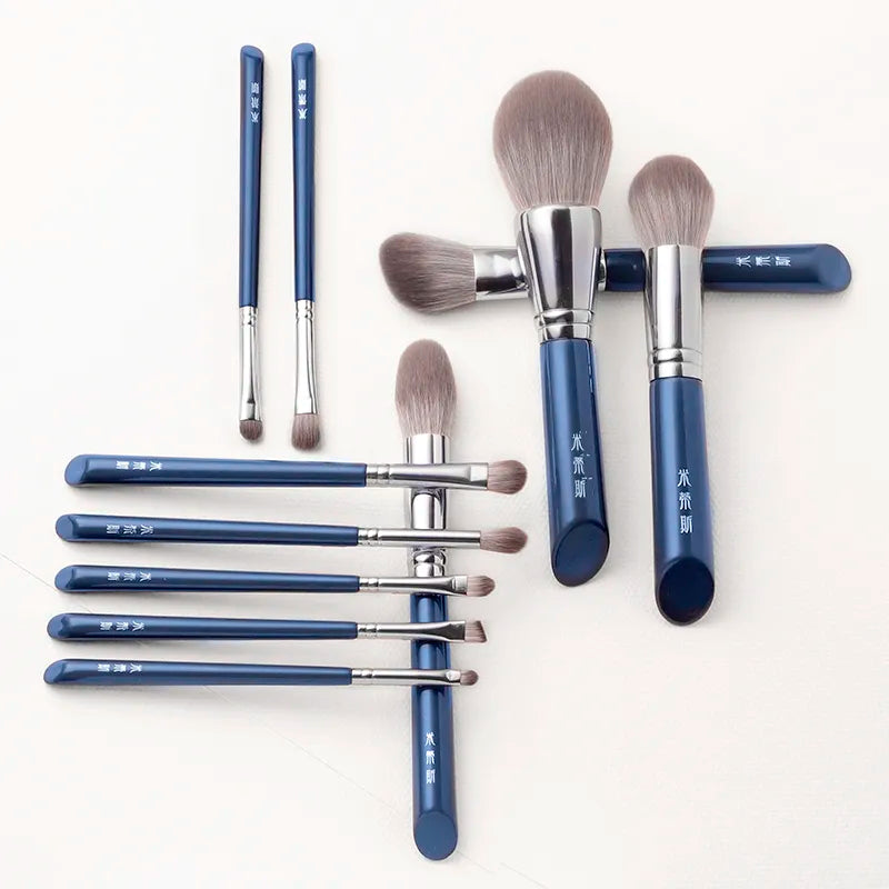 Best Makeup Brush Set - Azure Blue 11pcs Super Soft Fiber Face & Eye Kit