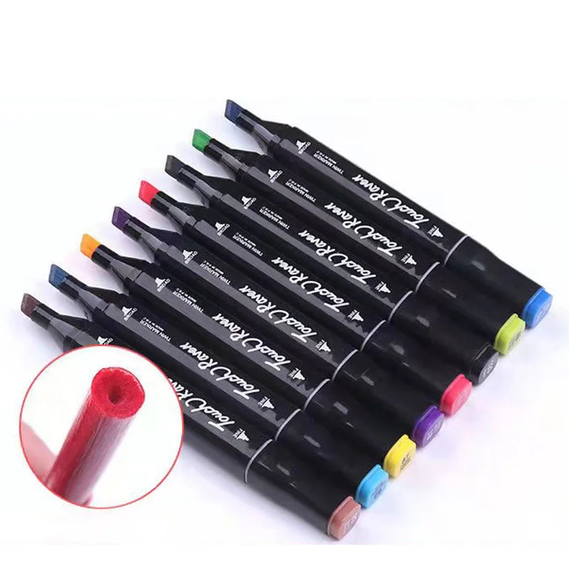 24-80 Colors Oily Art Marker Pen Set for Draw Double Headed Sketching Oily Tip Based Markers Graffiti Manga School Art Supplies