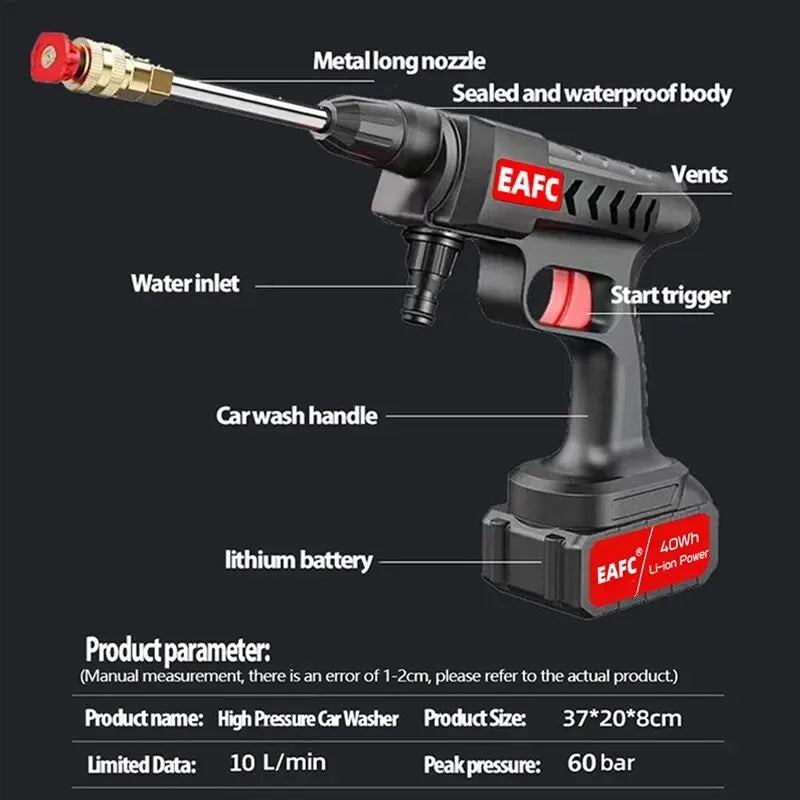 60Bar Water Gun for Car, Home, Garden - High Pressure Washer