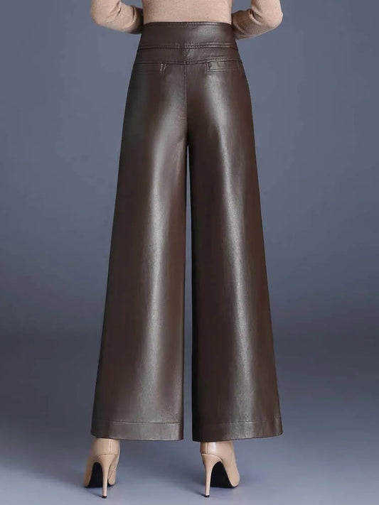 Luxury Long Leather Pants with a Classic Touch