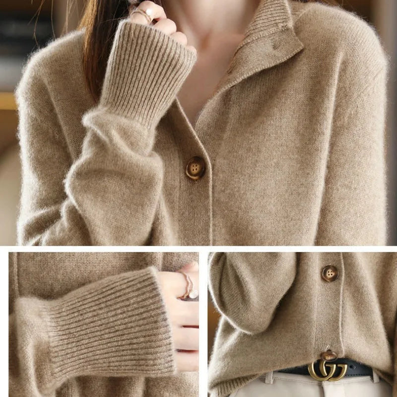 Elegant Loose Fit Knit Sweater Cardigan