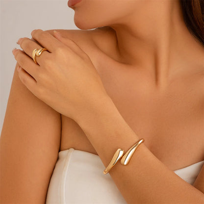 Stylish Wide Metal Bangle Ring