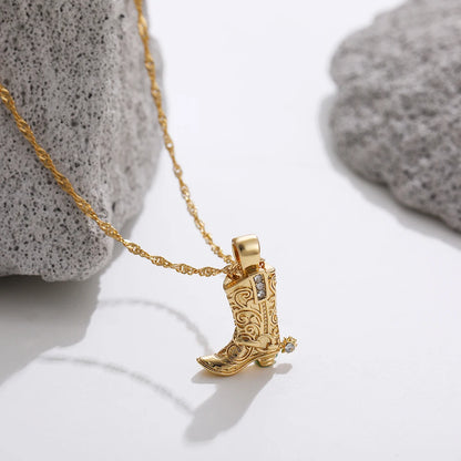 Vintage Golden Cowboy Boot Pendant