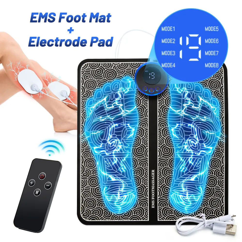 Improve Blood Circulation EMS Foot Massager Pad | Portable Foldable USB Mat