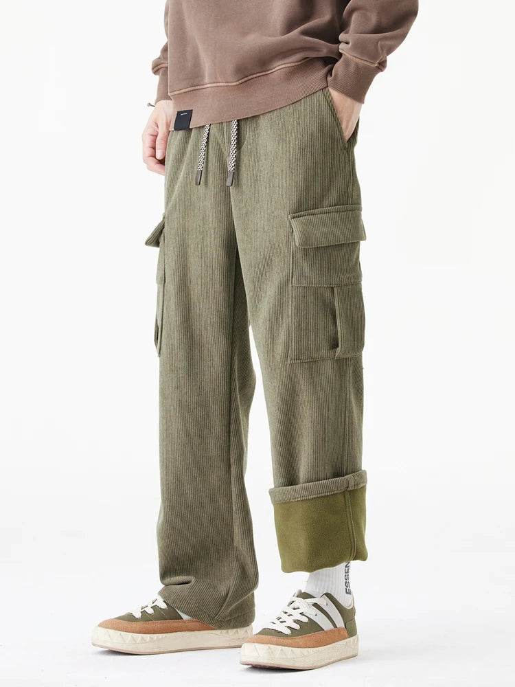 Multi-Pocket Winter Corduroy Pants