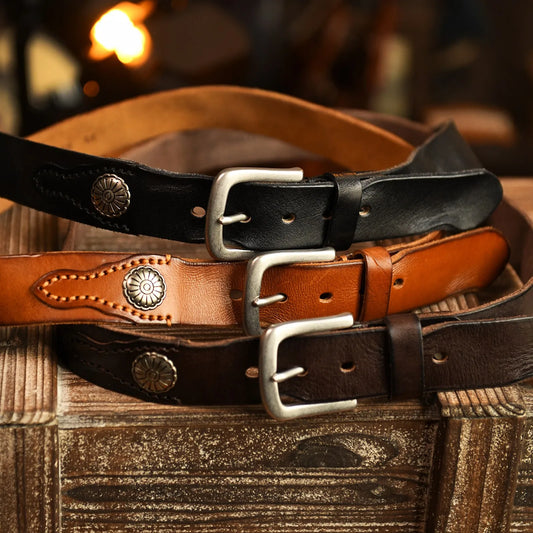 Genuine Leather Men's Cowboy Belt