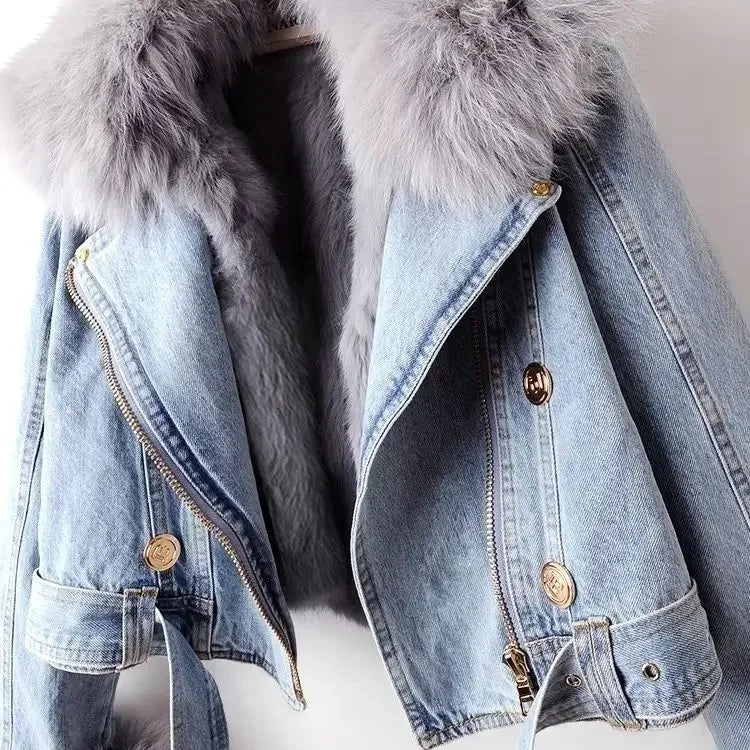 Cozy Faux Fur Women's Denim Jacket