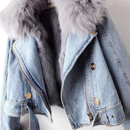 Cozy Faux Fur Women's Denim Jacket