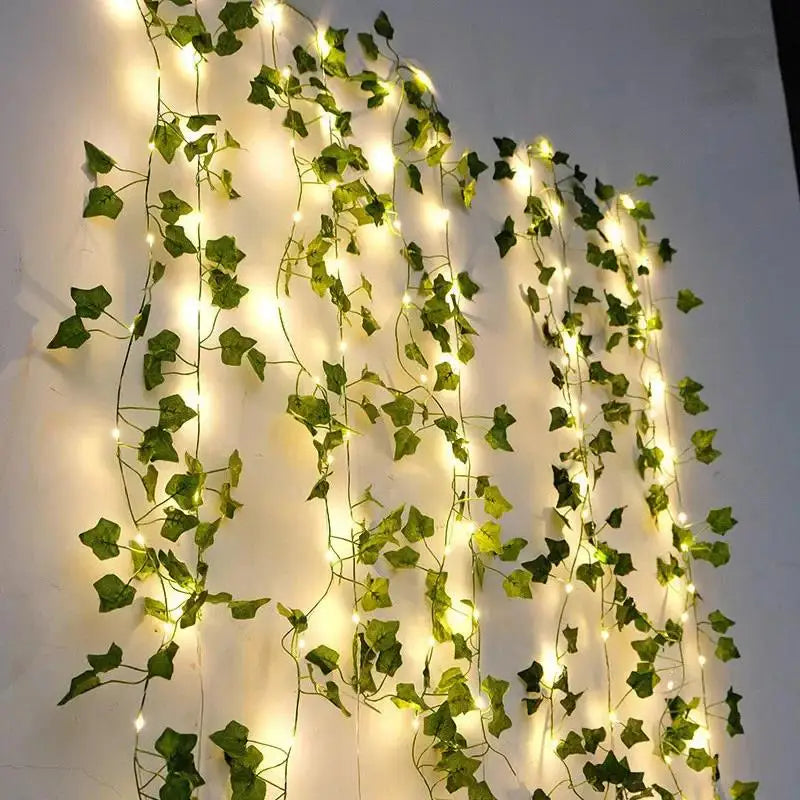 Festive Green Leaf String Lights - Perfect for Christmas Home Decor