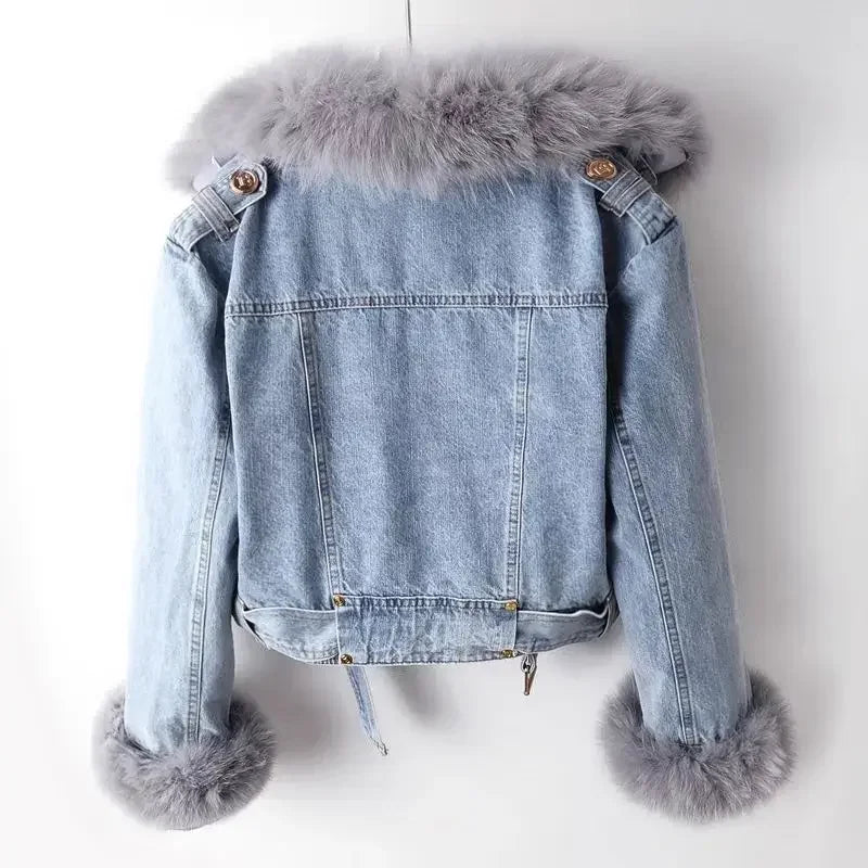 Cozy Faux Fur Women's Denim Jacket