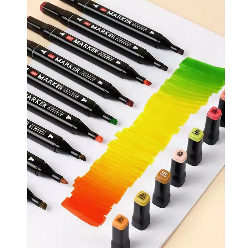 24-80 Colors Oily Art Marker Pen Set for Draw Double Headed Sketching Oily Tip Based Markers Graffiti Manga School Art Supplies