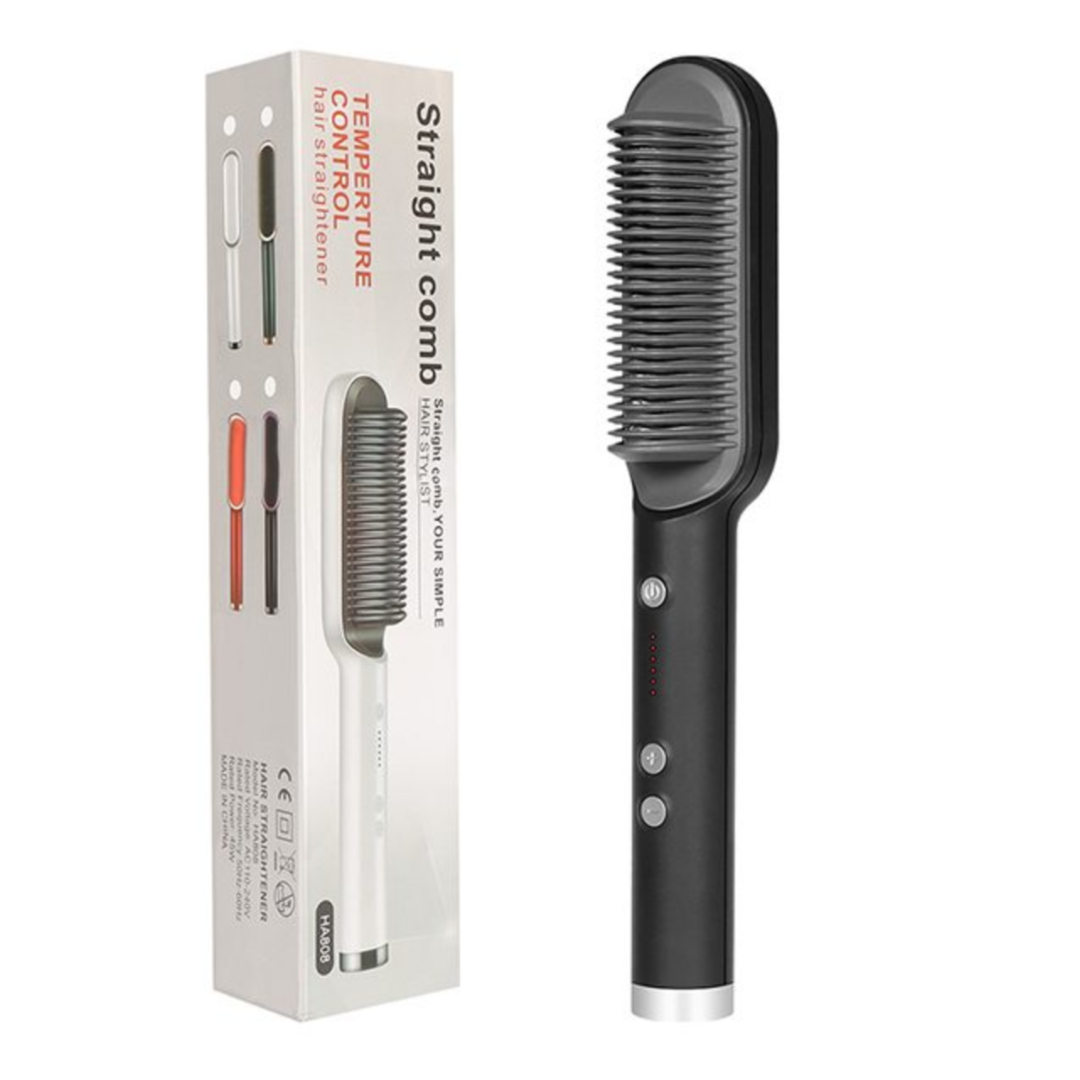 Electric Hair Brush: 2-in-1 Ionic Hair Straightener and Curling Tong