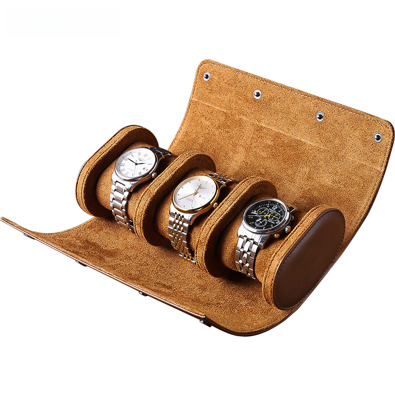 Vintage Leather 3-Slot Men's Watch Box for Travel