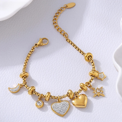 Luxury Charm Bracelet with Gold Finish